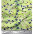 thumbnail image 1 of Soimoi Green Georgette Viscose Fabric Leaves,White & Blue Floral Printed Craft Fabric by The Yard 42 Inch Wide, 1 of 1