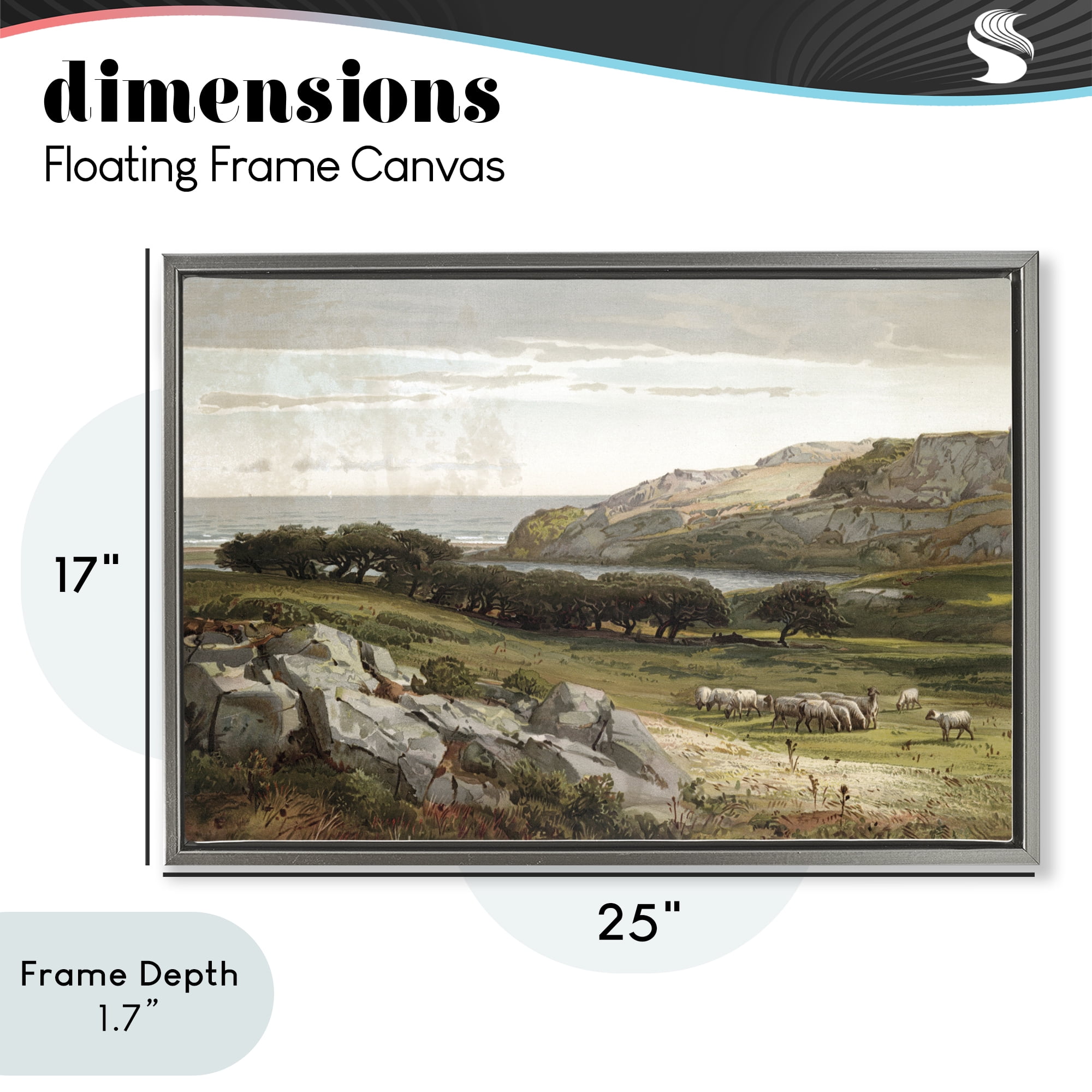 Stupell Industries Sheep in Passionate Landscape Gray Framed Floater Canvas Wall Art, design by Lula Bijoux & co.