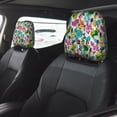 thumbnail image 2 of Uemuo Watercolor Flowers Printed 2 PCS Car All-Inclusive Headrest Cover, Headrest Protector, Soft Elastic Breathable Seat Headrest Anti-Dirty Cover Headrest Cover Protector, 2 of 6