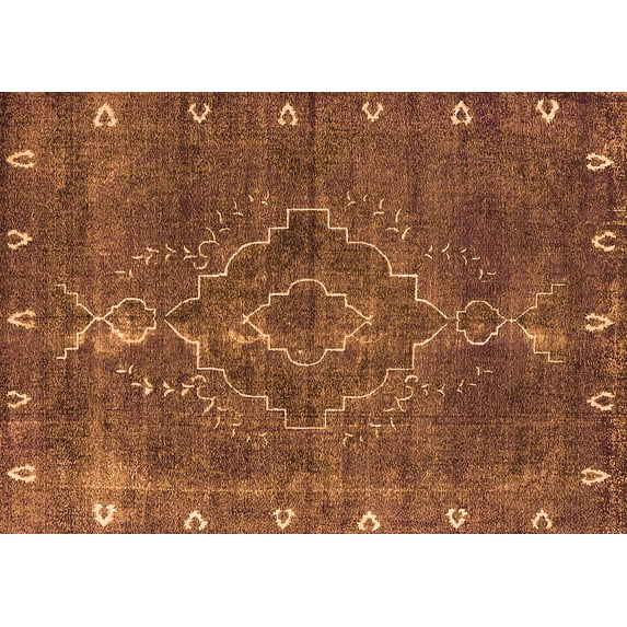 Ahgly Company Indoor Rectangle Oriental Orange Industrial Area Rugs, 3' x 5'