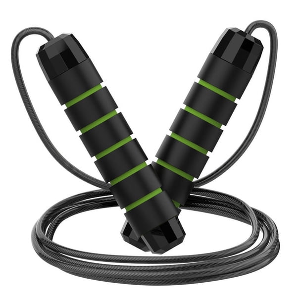 Nvzi Cuerda para saltar, cuerda para saltar de velocidad rápida sin enredos, cable con cojinetes de bolas, cuerda para saltar de acero ajustable para entrenamiento (verde)