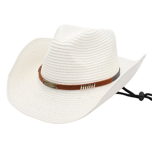 New Design Straw Western Cowboy Hat Wide Brim Women Men Summer Beach Straw Hats Panama Cowgirl Jazz Sun Caps