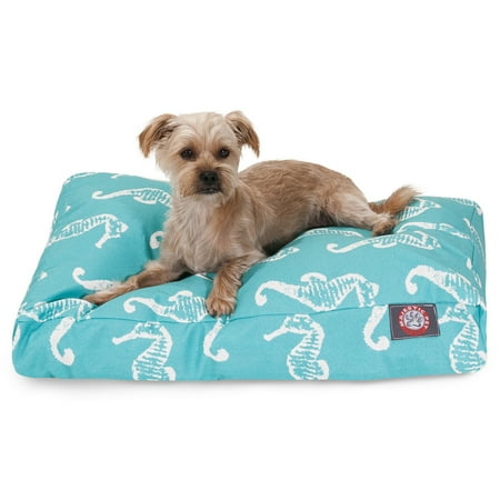 UPC: 0788995512530 | Majestic Pet | Sea Horse Shredded Memory Foam Rectangle Pet Bed For Dogs  Removable Cover  Teal  Small
