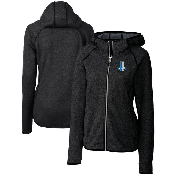 Women's Cutter & Buck Heather Charcoal Detroit Lions Throwback Logo Mainsail Full-Zip Jacket