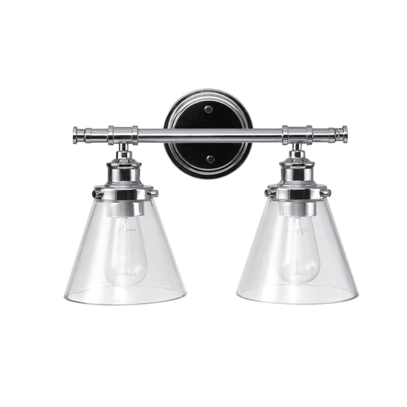 Globe Electric Parker 2-Light Chrome Vanity Light with Clear Glass Shades ,51412