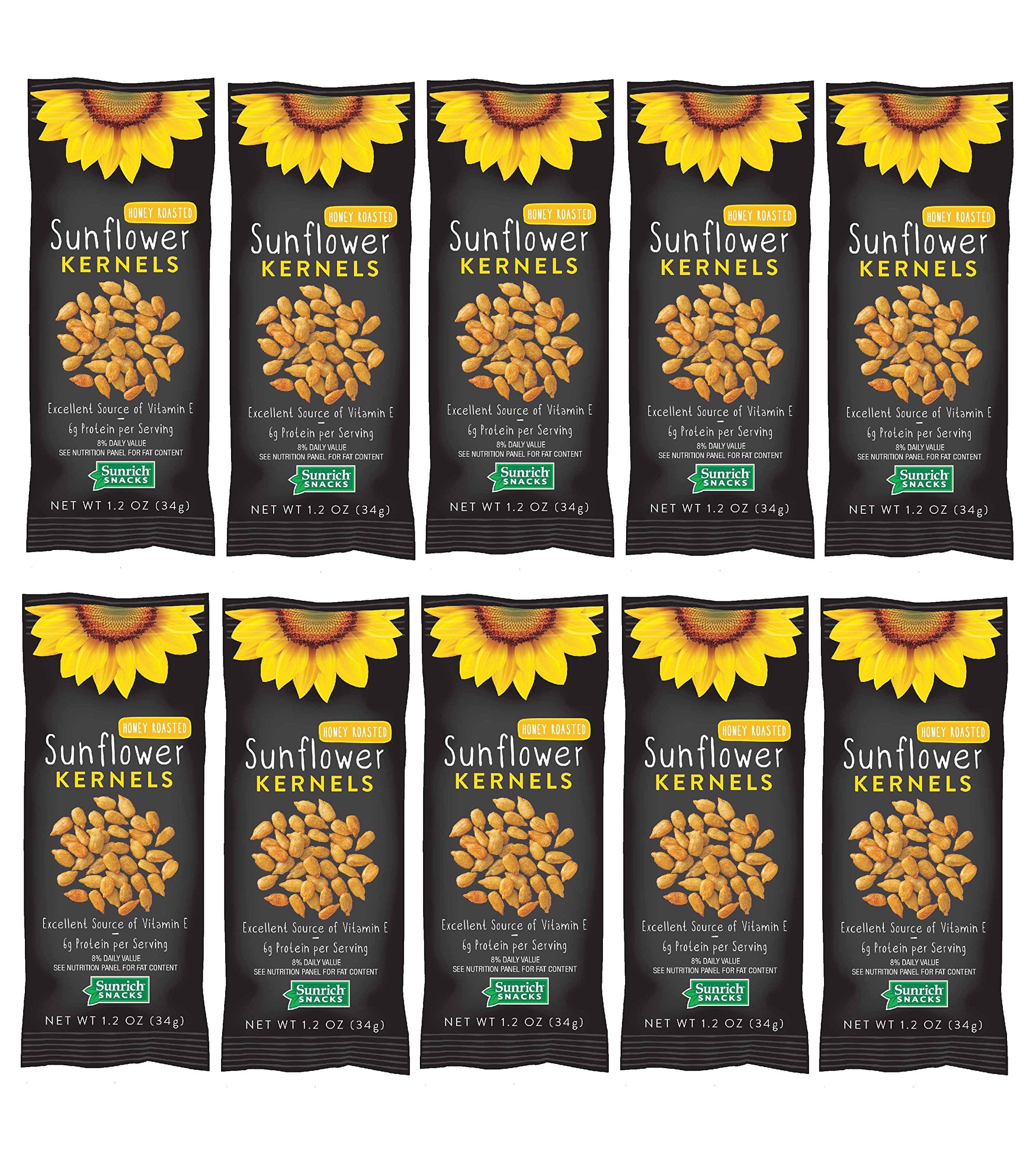 Sunflower Food Co Honey Roasted Sunflower Kernels 1.2 oz Bags 10 Pack