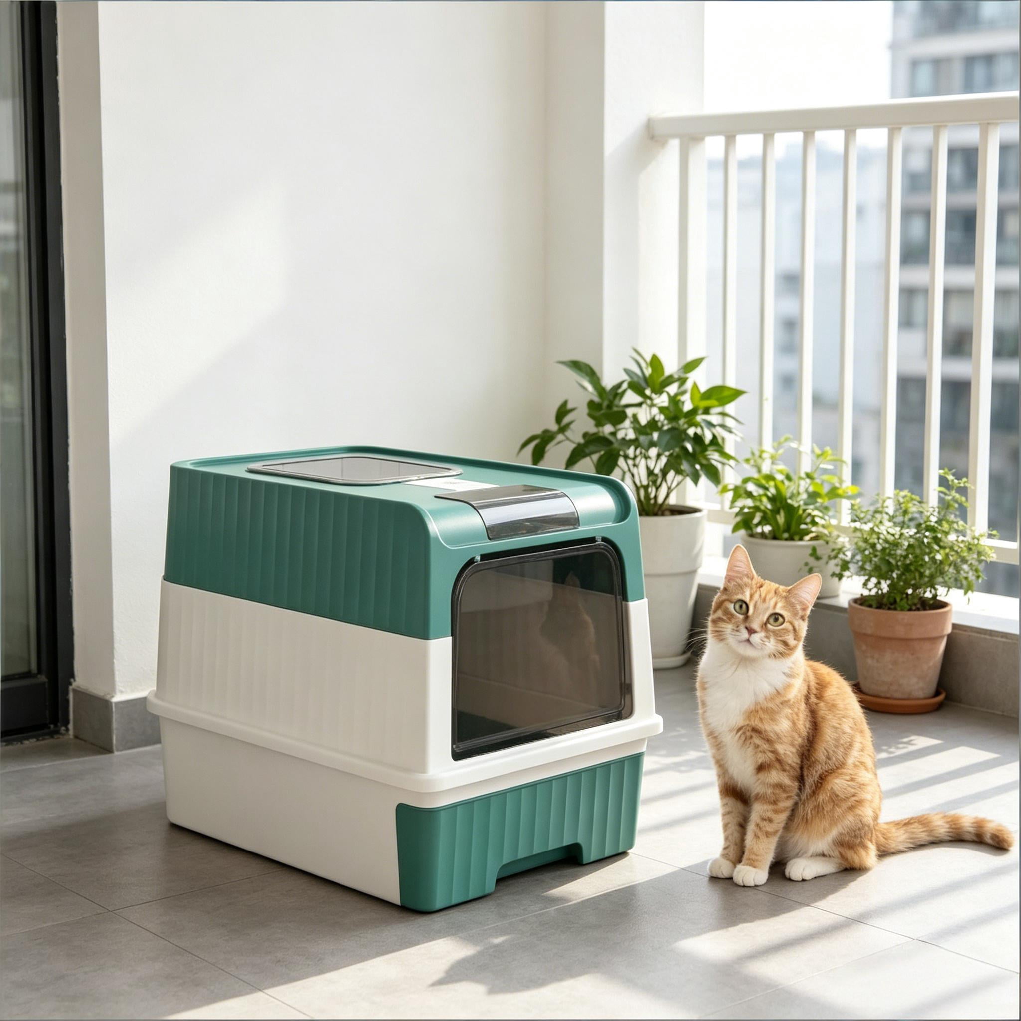 Fully Enclosed Litter Box, Compact Cat Pet Litter Box