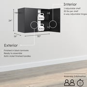 Prepac HangUps 30 Upper Wooden Garage Storage Cabinet in Black