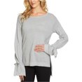 thumbnail image 1 of 1.STATE Tricot à Manches Nouées pour Femmes, Gris, Petit, 1 of 1