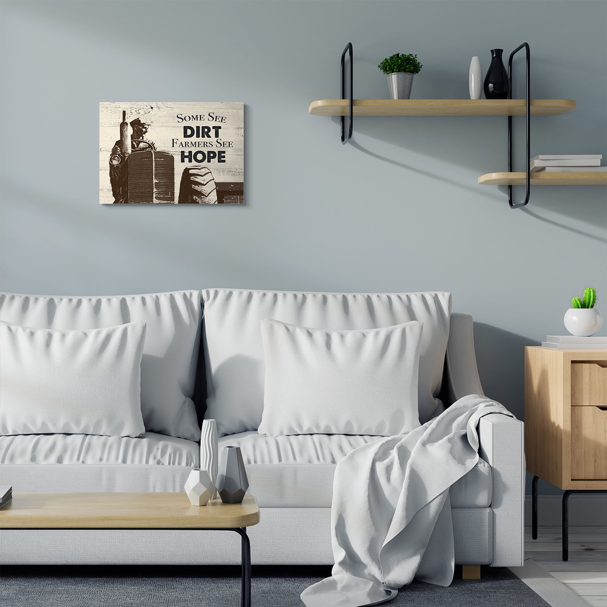 Stupell Home Décor Farmers See Hope Rustic Wood Texture Word Design Canvas Wall Art by the Saturday Evening Post