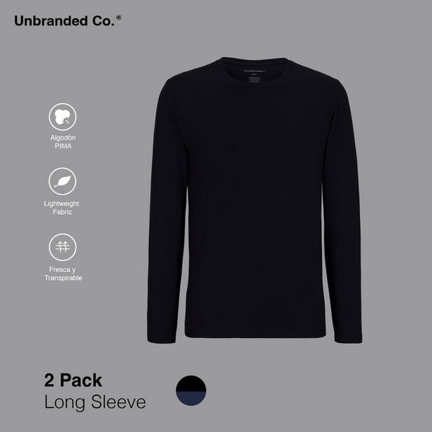 Paquete 2 Playeras Manga Larga Para Hombre De Algodon Negro Y Azul Marino Unbranded Co UNB LSCN 2BNM Walmart en linea