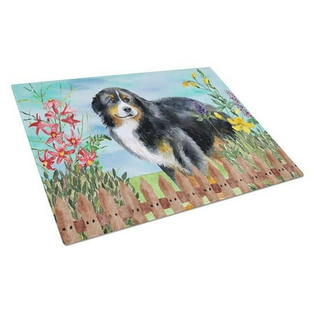

Bernese Mountain Dog Spring Glass Cutting Board Large