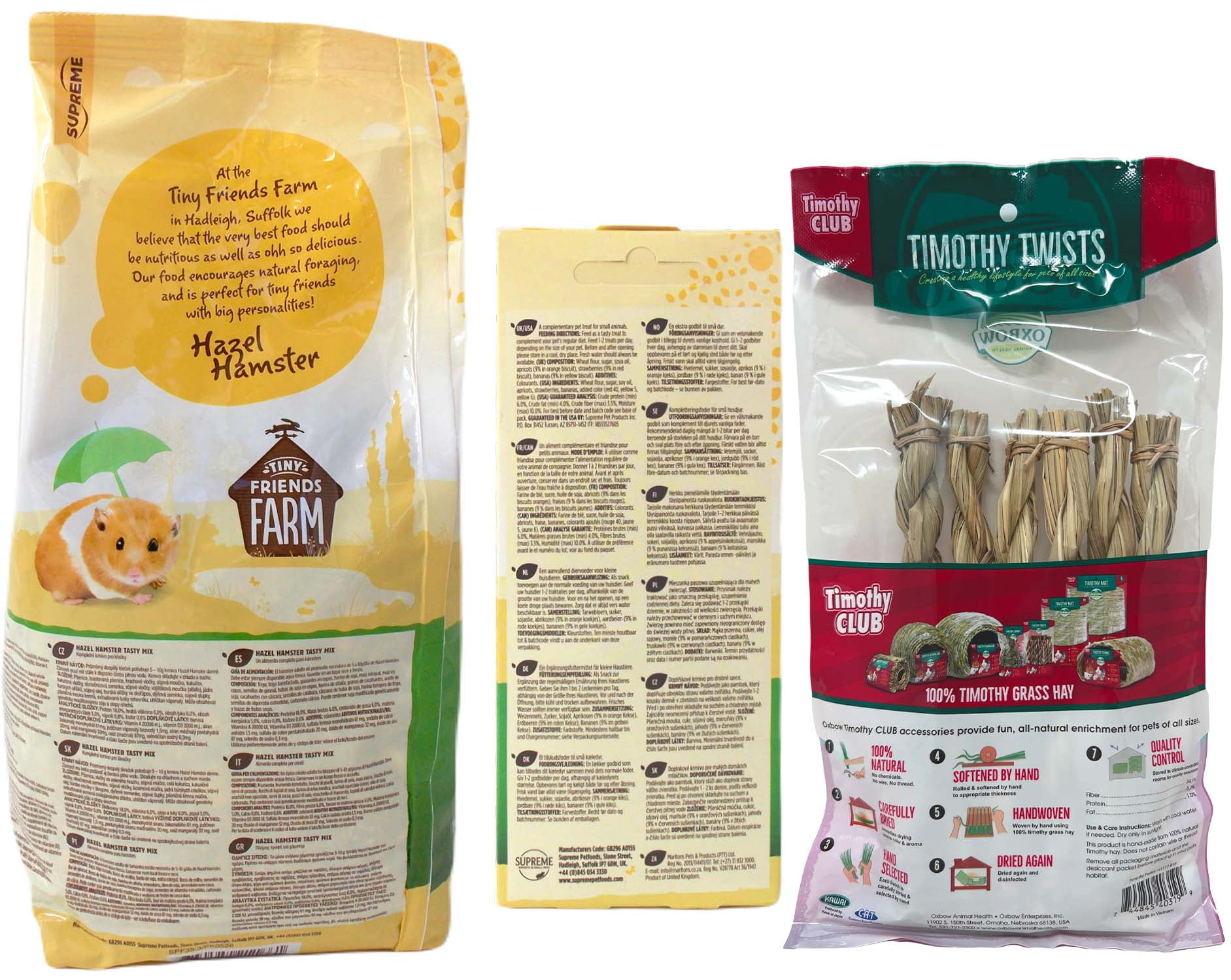 Hazel Hamster Tasty Mix Food (2 Lbs) & Lovelies Treats (4.2 Ounces) - Tiny Friends Farm | MerlinsMart Zine + Timothy Twists