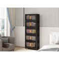 thumbnail image 4 of Lisonu 24" Wide Folding Storage Cabinet with Wheels, 4-Tier Plastic Closet Organizer with Magnetic Doors, Collapsible Bins for Bedroom & Garage, Black, 4 of 15