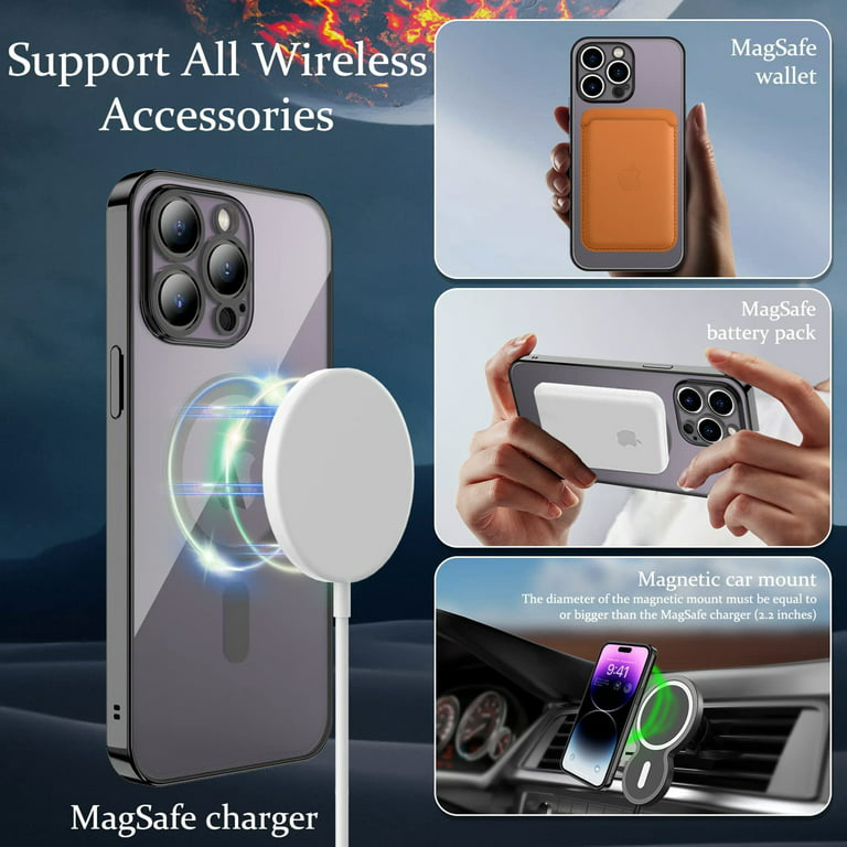 For Apple iPhone 14 13 12 Pro Max Clear Case Slim Plating MagSafe Magnetic  Cover