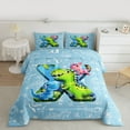 thumbnail image 2 of Feelyou Teen 3D Dinosaur Queen Comforter Set, Blue Monogrammed X Bedding Sets, Initial A to Z Letter Reversible Bedding Comforter Set, Ultra Soft Home Decor, 3-Piece, 2 of 8