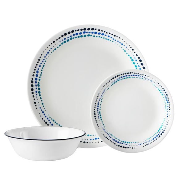 Corelle Ocean Blues 12-Piece Glass Dinnerware Set (Service for 4)