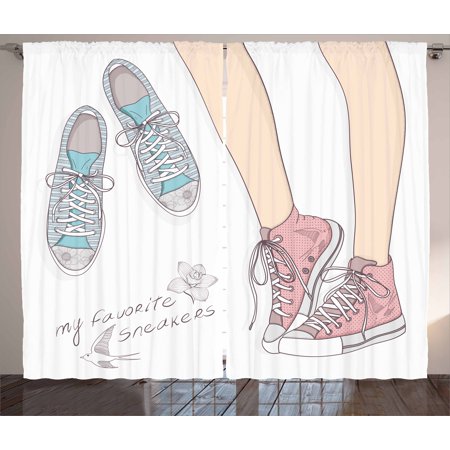 Teen Room Decor Curtains 2 Panels Set Fashionable Pair Of Shoes