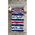 thumbnail image 3 of Ambesonne Exotic Quilted Bedspread Set 2 Pcs, Tropical Hibiscus Beach, Twin Size, Pale Blue Indigo Red, 3 of 3