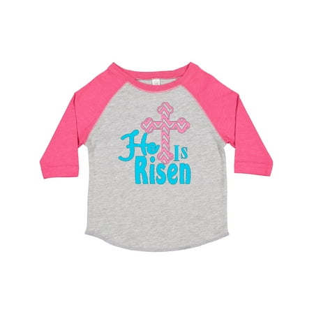 

Inktastic Easter He is Risen Pink Cross Gift Toddler Boy or Toddler Girl T-Shirt