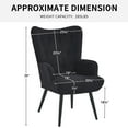 thumbnail image 5 of Modern Vanity Chair, SYNGAR Upholstered Accent Chair, Sherpa Fabric, Solid Wood Legs, Black, 5 of 6