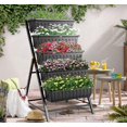 thumbnail image 2 of 4FT Vertical Raised Garden Bed, 5 Tiers Elevated Planter Box for Herbs Vegetables Flowers, Graden Vertical Planter with Drainage System for Patio Balcony Garden Outdoor Indoor Plants (Black), 2 of 9