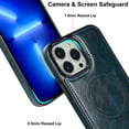 thumbnail image 6 of Allytech Magnetic Case for iPhone 13 Pro with Foldable Kickstand,【Compatible Magsafe】Ultra Slim Retro PU Leather Camera Screen Protection Shockproof Anti-Drop Back Case for Women Men - Blue, 6 of 8