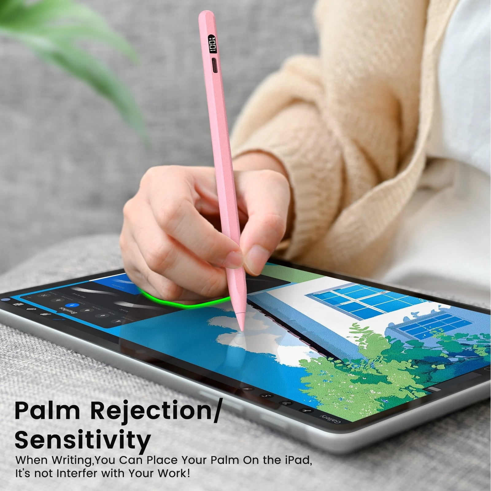 Stylus Pen for iPad 2018-2025, Apple iPad Pens 10th&9th Generation with LED Battery Display, Palm Rejection, Fast USB-C Charging, No Bluetooth, Compatible with iPad Pro Air Mini