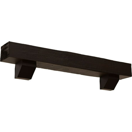 

Ekena Millwork 6 H x 6 D x 48 W Rough Cedar Faux Wood Fireplace Mantel Kit w/ Ashford Corbels Premium Hickory
