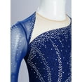 thumbnail image 7 of iiniim Girls Sparkly Figure Ice Skating Dress Mesh Long Sleeve Irregular Hem Ballet Lyrical Ballroom Dancewear Navy Blue 16, 7 of 7