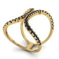 thumbnail image 2 of 0.5 ct Round Cut Simulated Blue Sapphire Statement 18K Yellow Gold Womens Engagement Ring, 2 of 5