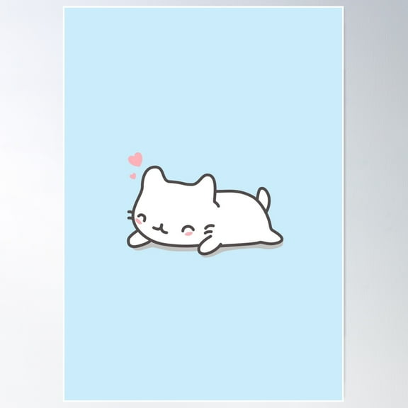 Cute And Kawaii Cat Poster Wall Art, Modern Wall Decor For Living Room Bedroom, 8x12 UNFRAMED