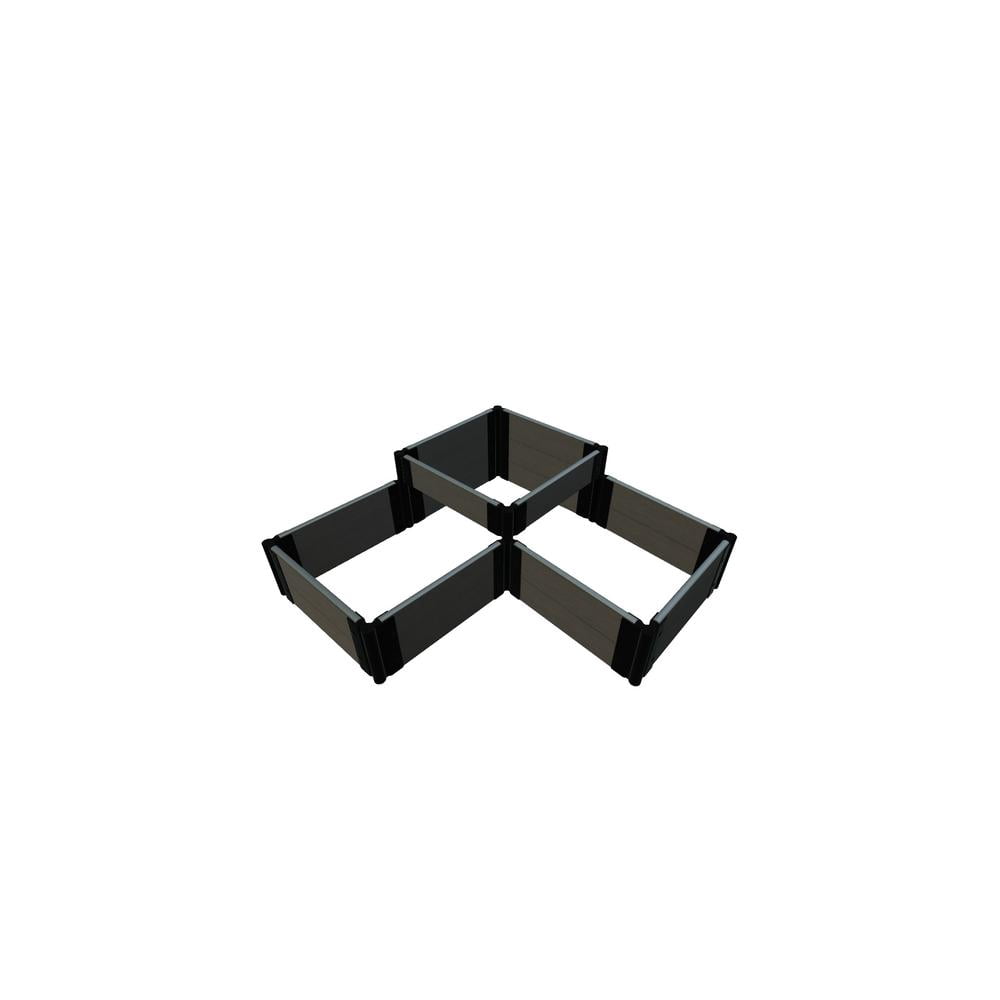 WEATHERED WOOD 'CHATEAU MARMONT' 4' X 4' 2-LEVEL RAISED GARDEN BED (TERRACED) - 1" PROFILE