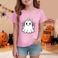 thumbnail image 2 of NIEWTR Girls Kids halloween Crew Neck Short Sleeve Cartoon Holiday Print Soft Loose Halloween Casual Tee Tops Lovely Tops(13-14 Years), 2 of 5