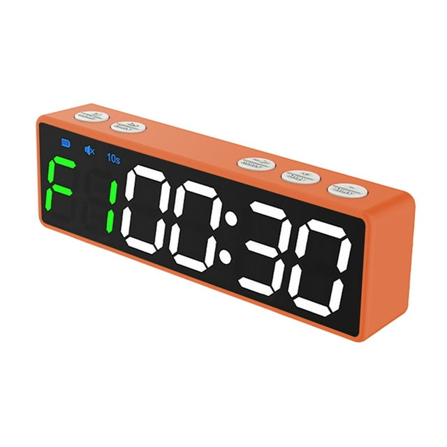 Compact USB-Rechargeable Fitness Timer with 13 Modes - Stopwatch, Countdown, HIIT, Tabata, EMOM & More - 1" Digits, ABS Material, Type-C Charging, Black/Orange Design (Power Adapter Not Included)