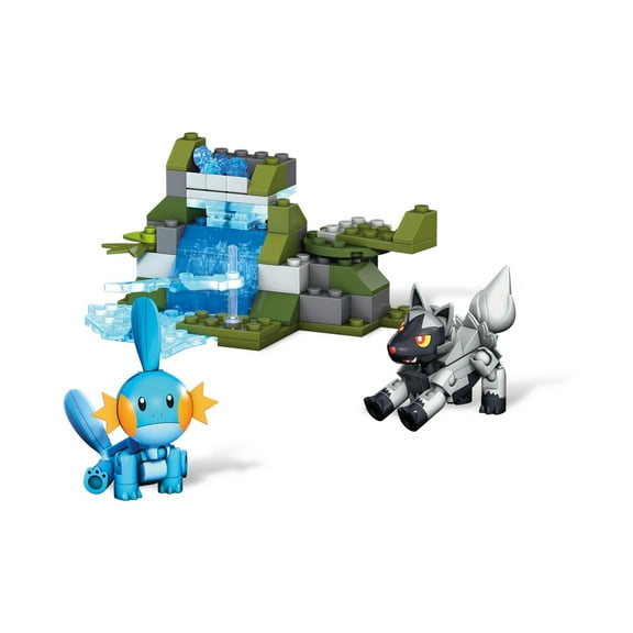 Mega Construx Pokemon Mudkip vs Poochyena Construction Set with character figures, Building Toys for Kids (126 Pieces)