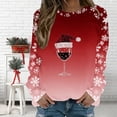 thumbnail image 1 of Fankiway T-Shirts à Manches Longues Surdimensionnés pour Femmes, Haut Décontracté Imprimé de Noël à Col Rond Rouge 4TG, 1 of 5