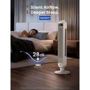 DREO 42 Tower Fans for home, Standing Bladeless Fan with Remote, 90° Oscillating Fan with LED Display, 12H Timer, 6 Speeds, 4 Modes, 26 ft/S High Velocity, 28dB Ultra Quiet Bedroom Fans, White