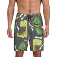 thumbnail image 1 of Balery Cartoon Dinosaurs Pantalones cortos de pijama de punto de algodón para hombre con cinturilla y bolsillos-X-Large, 1 of 6