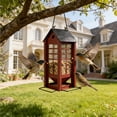 thumbnail image 1 of Iron Art Small House Hanging Bird Feeder Tray, Rustproof Weather Resistant Metal Mesh Feeder, Easy Clean Drainage Design Decor for Garden Yard Outdoor Bird Feeding, 1 of 5
