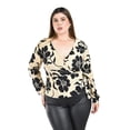 thumbnail image 1 of Blusa con escote cruzado Roman Fashion / Tallas Extras, 1758 (Beige/Negro) beige 36, 1 of 5