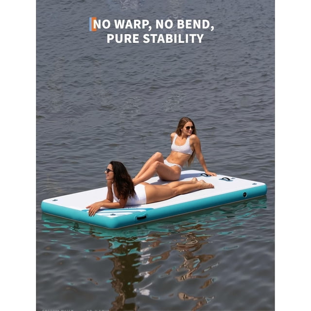 Eastvita Inflatable Pontoon Dock Thicken Air Dock Floating Platform Nonslip Surface Rope Ladder Suitable for Adults in Lake Beach Pool Ocean