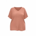 thumbnail image 4 of BSDJILFG Plus Size Tops for Women Casual Short Sleeve Button V Neck Basic T Shirt Loose Sleep Pajama Lounge Tops S-5XL, 4 of 7
