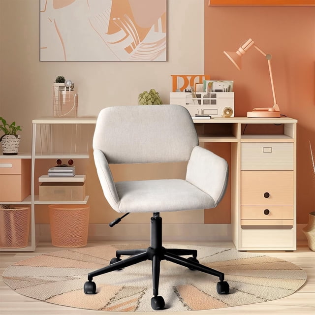 Homy Casa Adjustable Office Chair, Upholstery Desk Task Chair with Chrome Base, Swivel Task Chair with Wheels