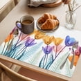 thumbnail image 3 of Spring X-ray Placemats Set of 1, Floral Yellow Purple Tulips Fern Leaf Non-Slip Place Mats Washable Table Mats for Kitchen Dining Table Decorations Indoor/Outdoor, 3 of 9