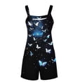 thumbnail image 4 of Linen Blend Summer Rompers Womens Loose Casual Shorts Tropical/4th of July American Flag Printed Sleeveless Jumpsuits (XXXL, Black 02), 4 of 5