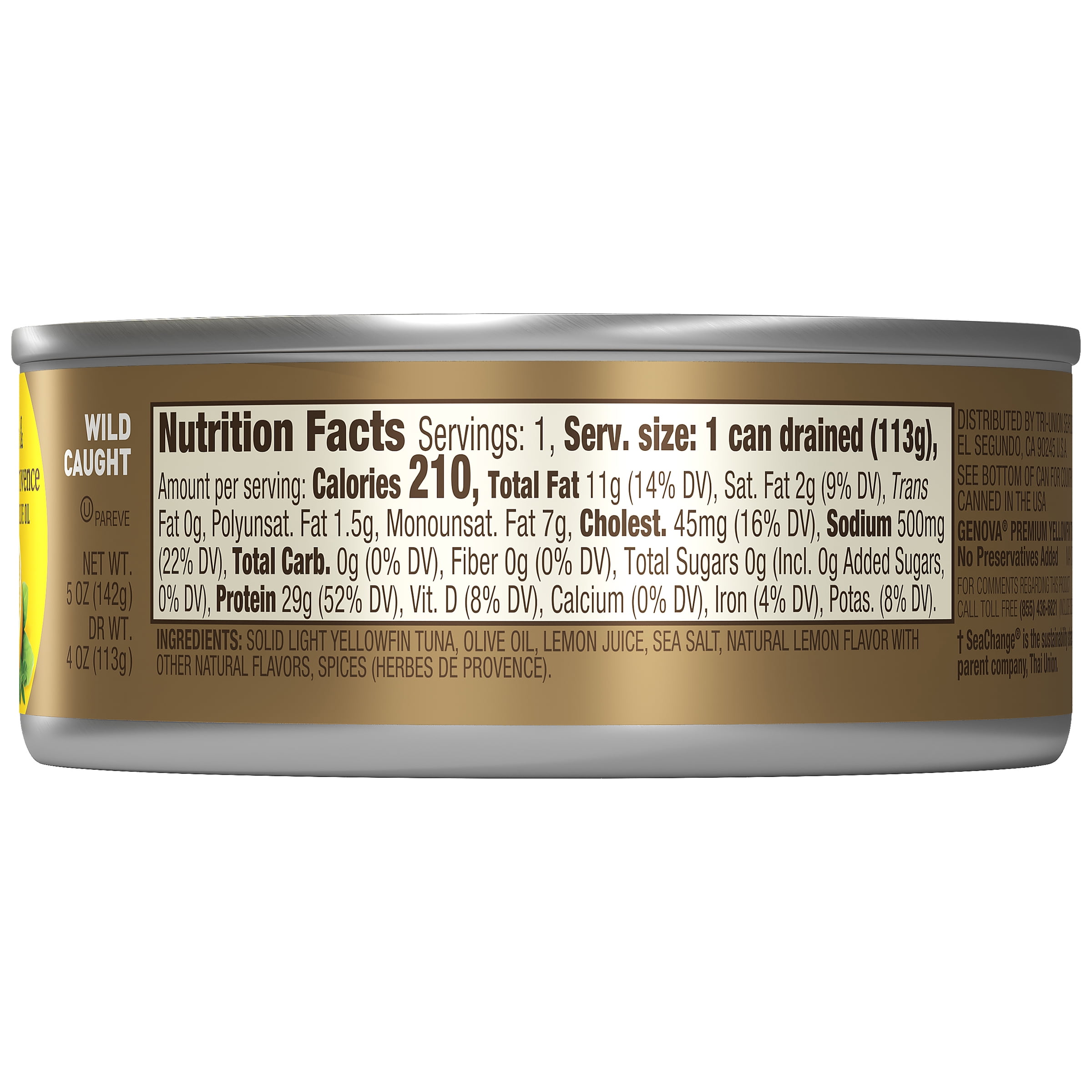 (4 pack) Genova Premium Yellowfin Tuna in Lemon and Herbes de Provence Infused Olive Oil 5 oz