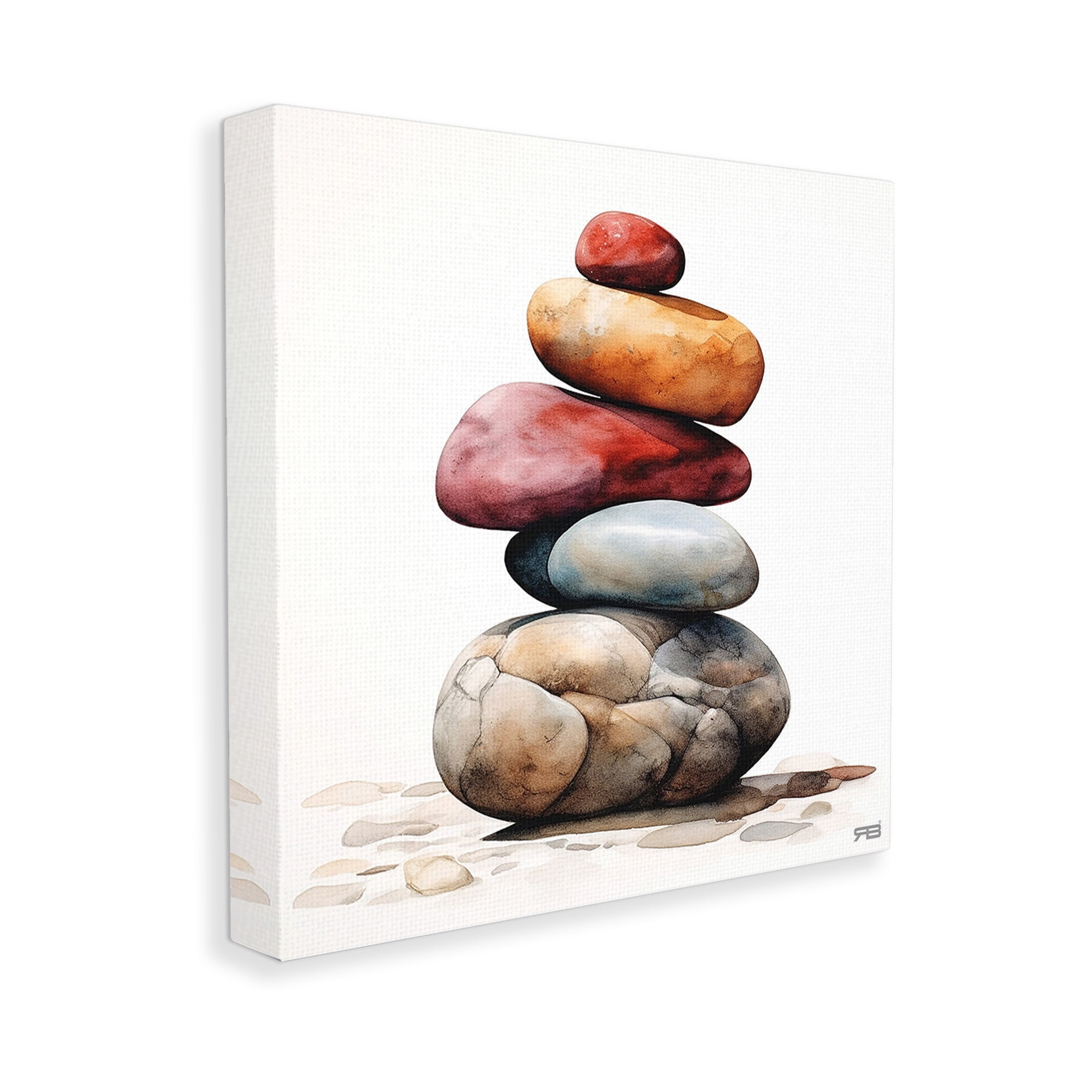 Stupell Industries Varied Stacked Rocks Landscape Painting Gallery Wrapped Canvas Art Print Wall Art, 36 x 36