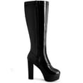 thumbnail image 3 of BLISSFUL STEP Women's Patent Leather Platform Chunky Heel Knee High Boots Black 7, 3 of 7