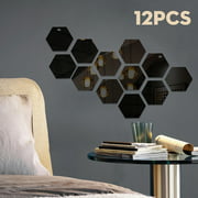 12Pcs Mirror Hexagon Removable DIY Wall Sticker Art Decal Home Decor 4.96''X4.33''